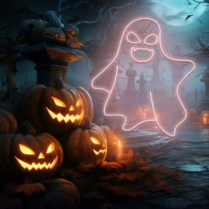 Cute Ghost Led Neon Sign Halloween Wall Art For Spooky Decoration | Shineneon