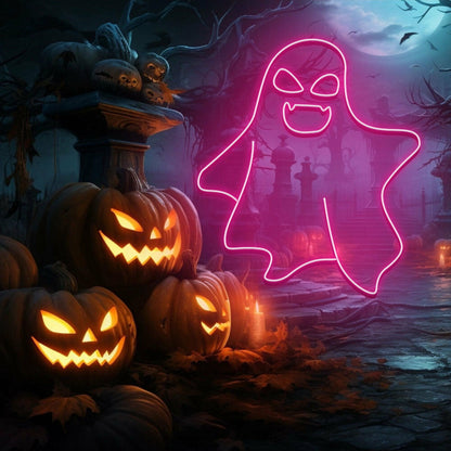Cute Ghost Led Neon Sign Halloween Wall Art For Spooky Decoration | Shineneon