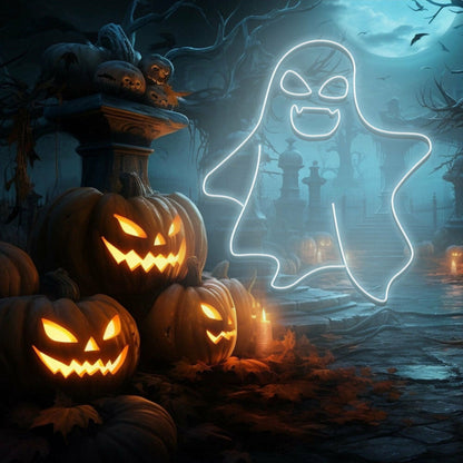 Cute Ghost Led Neon Sign Halloween Wall Art For Spooky Decoration | Shineneon