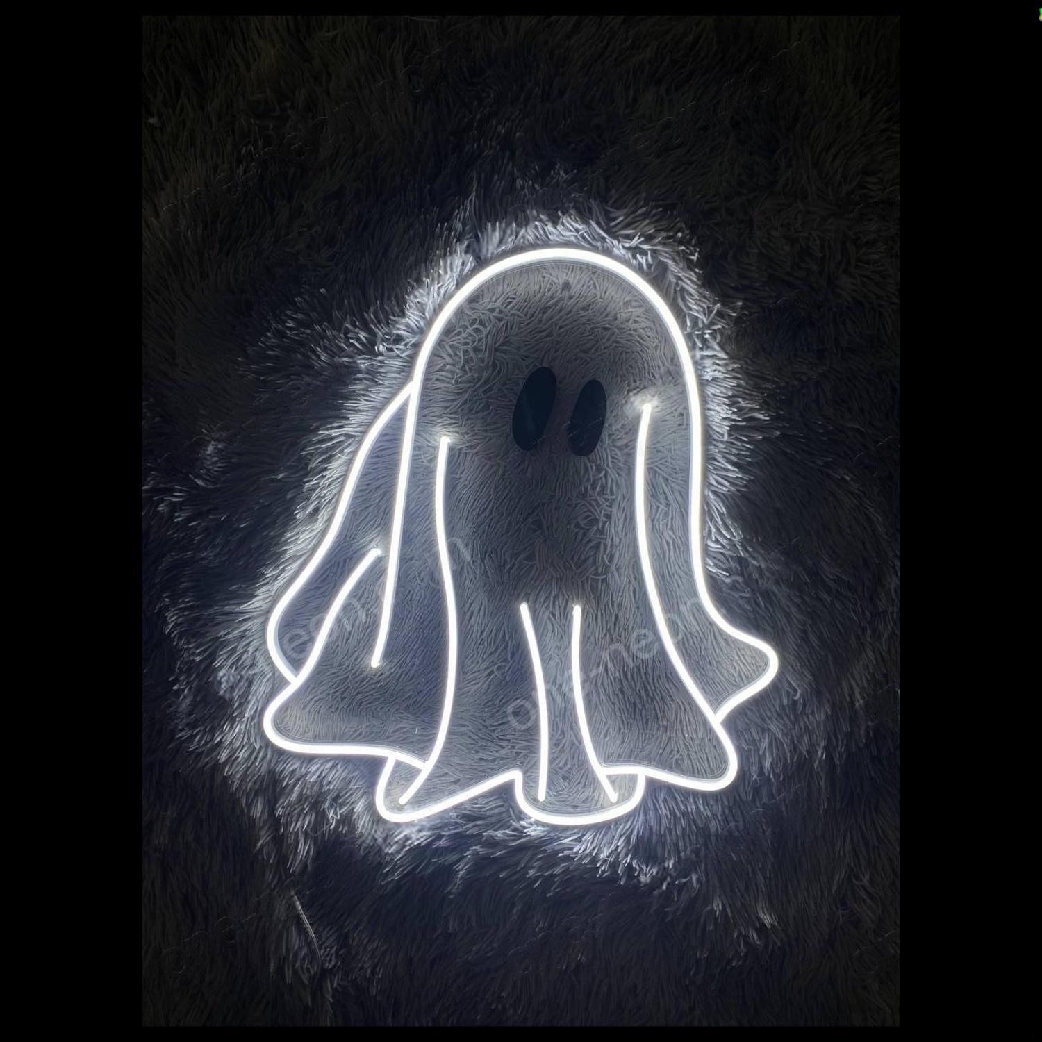 Cute Ghost White Led Neon Sign Halloween Room Decor | Shineneon