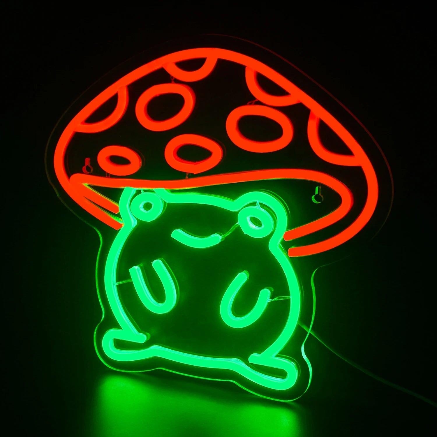 Cute Frog Red Mushroom Hat Kids Room Decorations Led Neon Sign | Shineneon