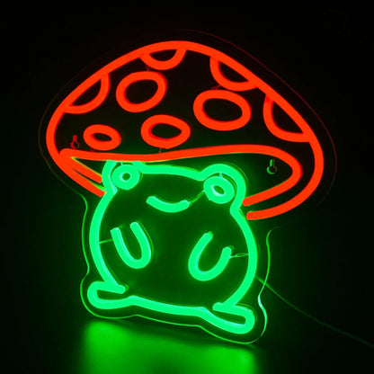 Cute Frog Red Mushroom Hat Kids Room Decorations Led Neon Sign | Shineneon