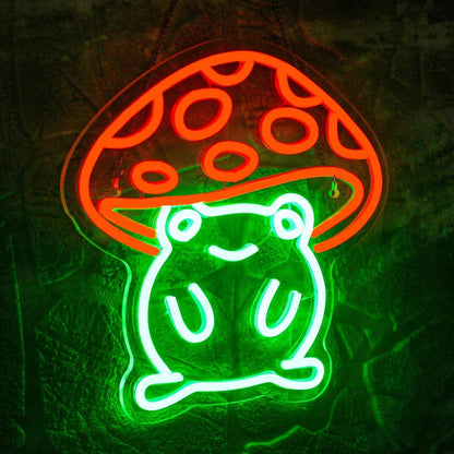 Cute Frog Red Mushroom Hat Kids Room Decorations Led Neon Sign | Shineneon