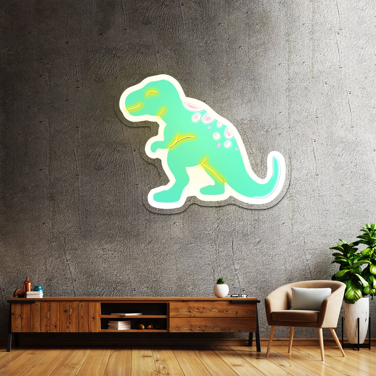 Cute Green T Rex Dinosaur Neon Signs - Shineneon