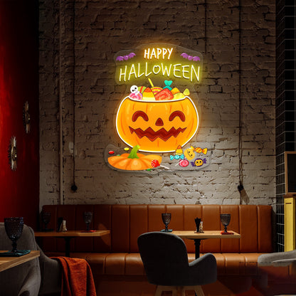 Cute Halloween Pumpkin Candies Acrylic Led Neon Sign | Shineneon