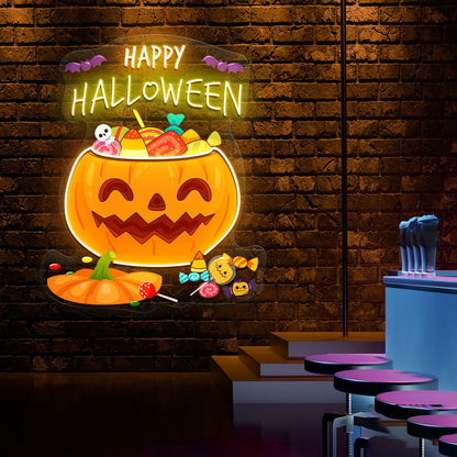 Cute Halloween Pumpkin Candies Acrylic Led Neon Sign | Shineneon