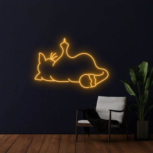 Cute Hand Cat Led Sign