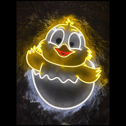 Cute Hatching Chick Yellow-White-Orange Led Neon Sign For Nursery Kids Room Decor | Shineneon