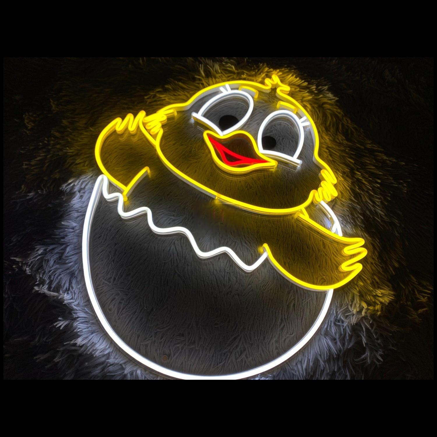 Cute Hatching Chick Yellow-White-Orange Led Neon Sign For Nursery Kids Room Decor | Shineneon