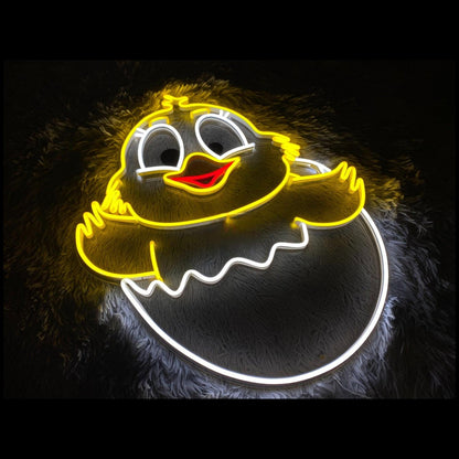 Cute Hatching Chick Yellow-White-Orange Led Neon Sign For Nursery Kids Room Decor | Shineneon