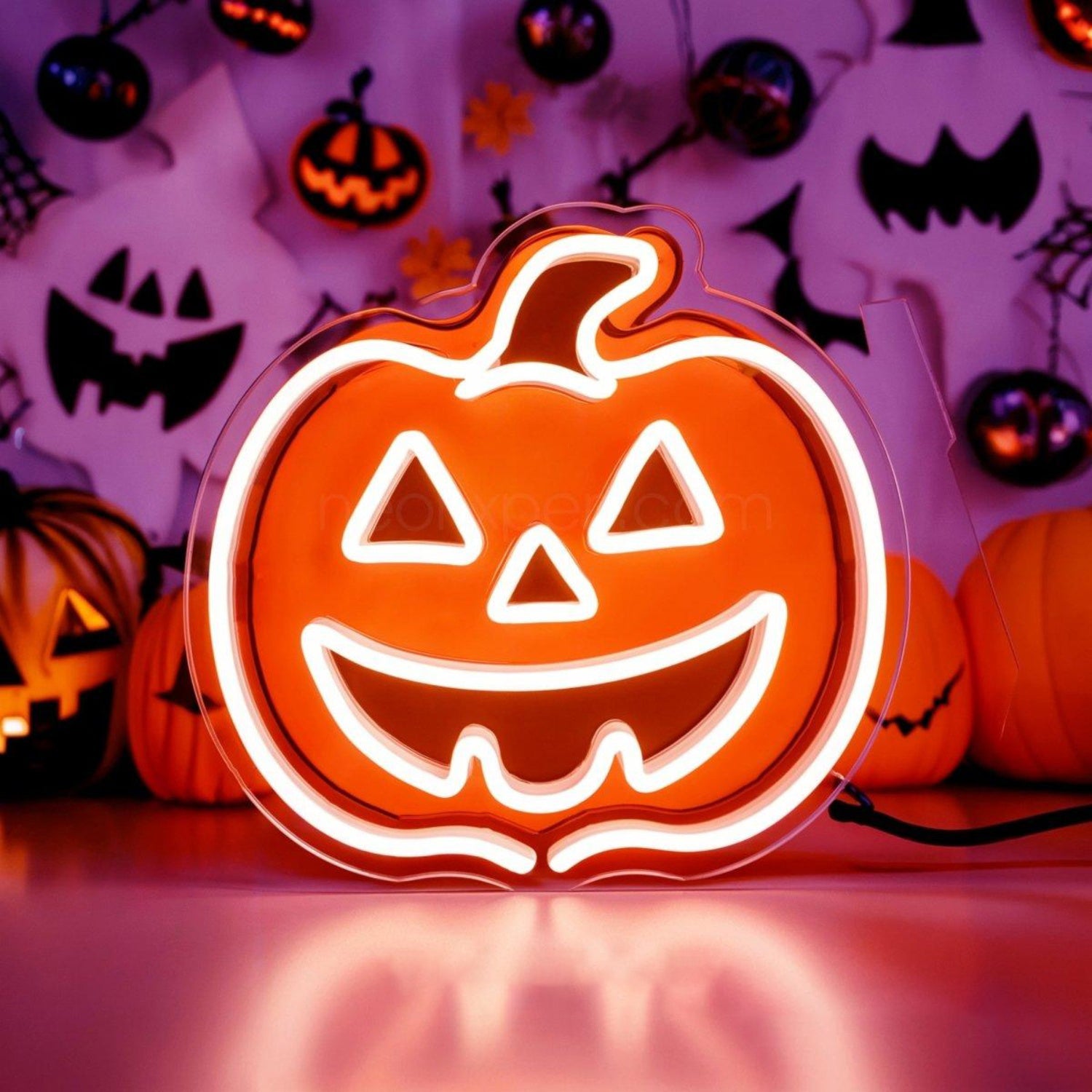 Cute Jack-O-Lantern Orange White Led Neon Sign Halloween Home Decor | Shineneon