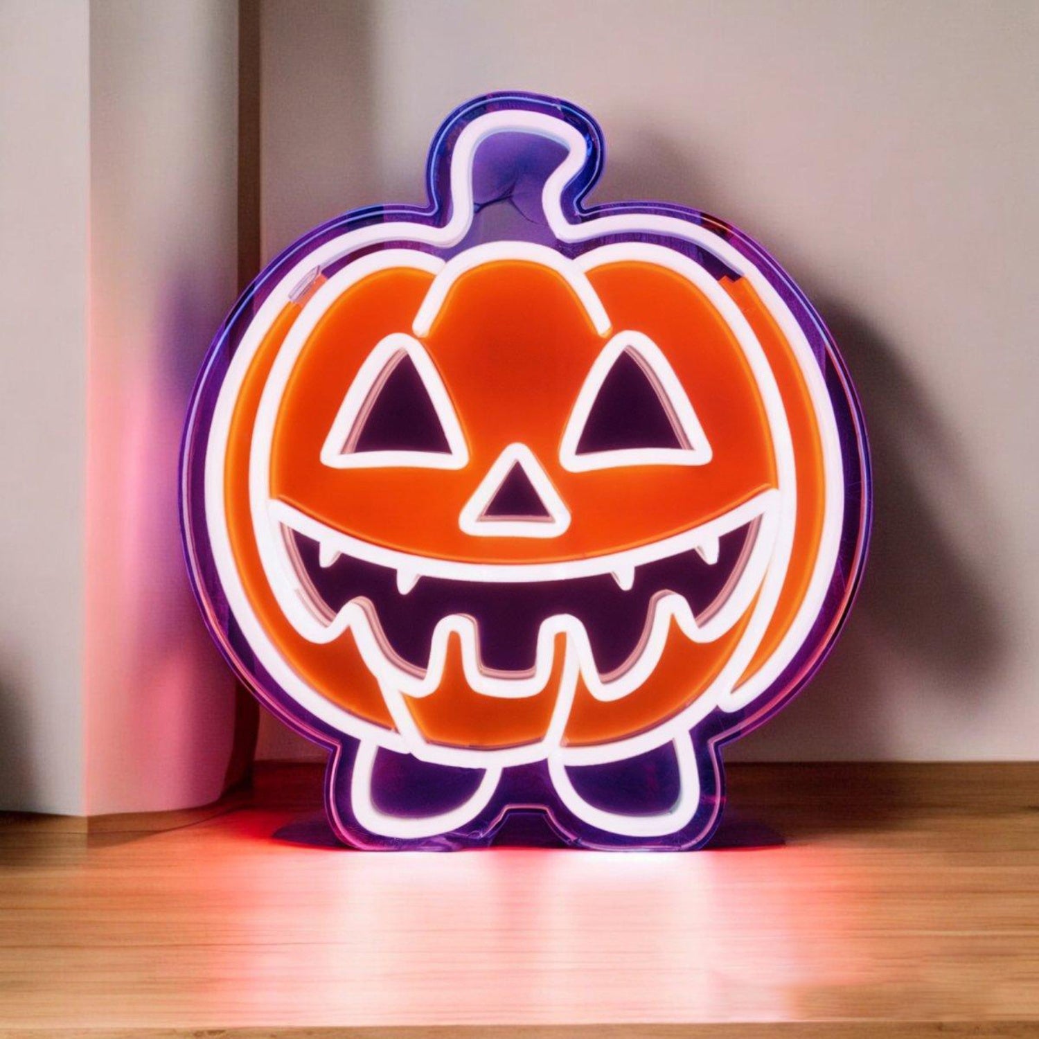 Cute Jack-O-Lantern Orange White Led Neon Sign Halloween Home Decor | Shineneon