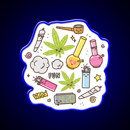 Cute Kawaii 420 Pattern Hemp Inspired Green Leaf Led Neon Sign Rgb Color - LED neon sign view 5