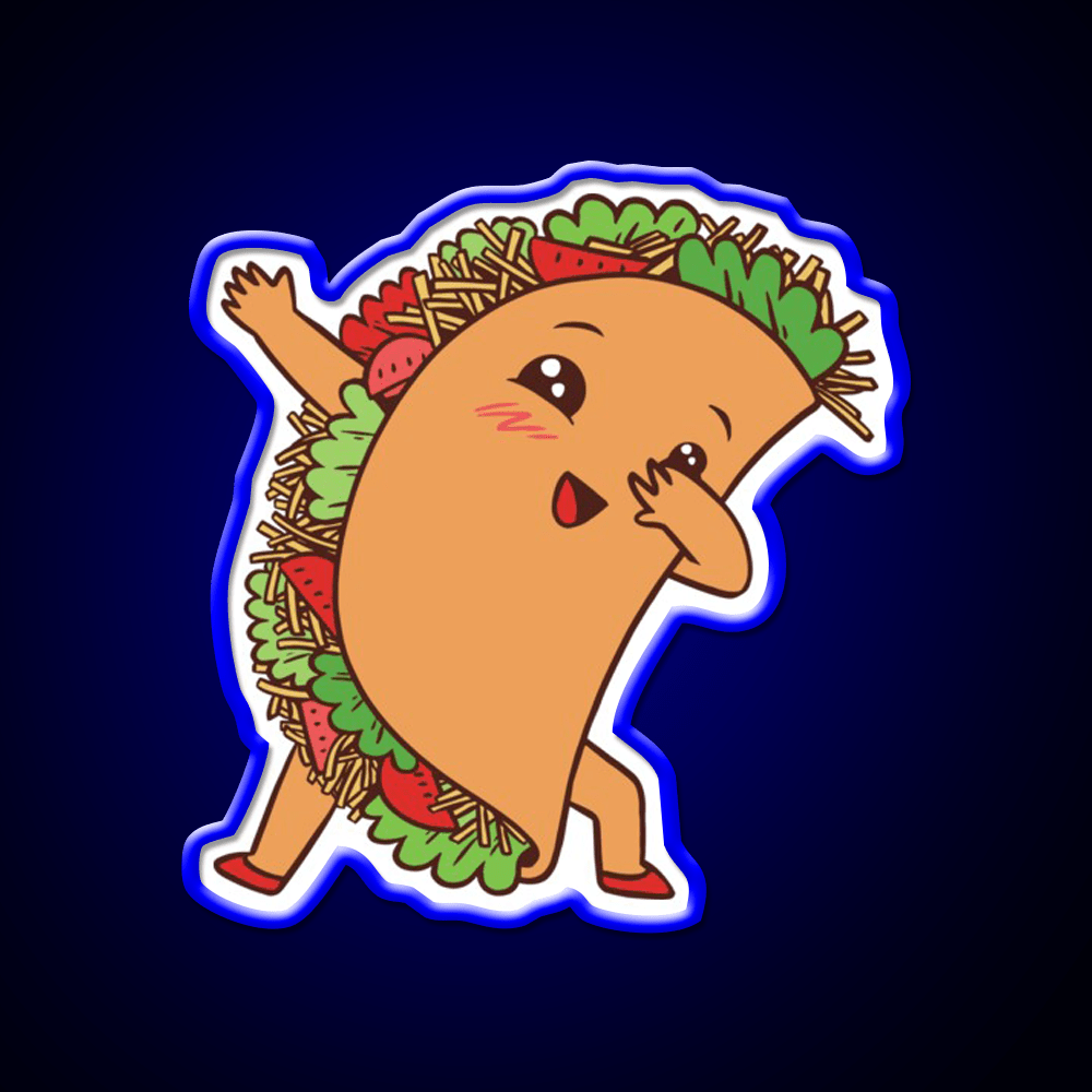 Cute Kawaii Dabbing Taco Led Neon Sign Mexican Food Sign Rgb Color - Shineneon