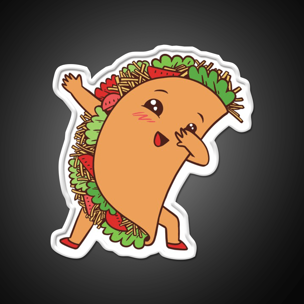 Cute Kawaii Dabbing Taco Led Neon Sign Mexican Food Sign Rgb Color - Shineneon