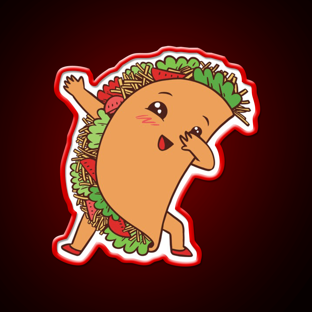 Cute Kawaii Dabbing Taco Led Neon Sign Mexican Food Sign Rgb Color - Shineneon