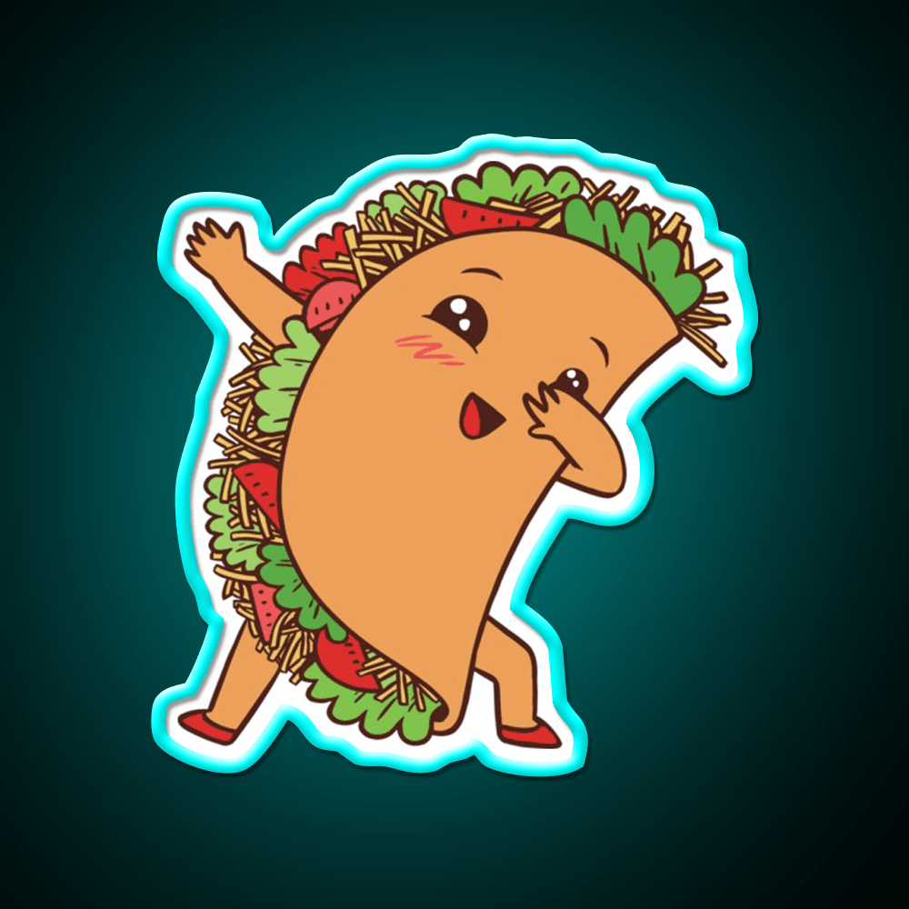Cute Kawaii Dabbing Taco Led Neon Sign Mexican Food Sign Rgb Color - Shineneon