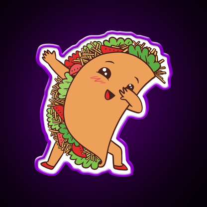 Cute Kawaii Dabbing Taco Led Neon Sign Mexican Food Sign Rgb Color - Shineneon
