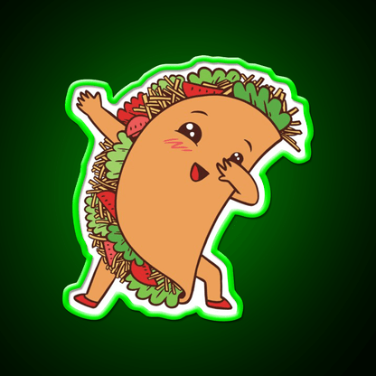 Cute Kawaii Dabbing Taco Led Neon Sign Mexican Food Sign Rgb Color - Shineneon