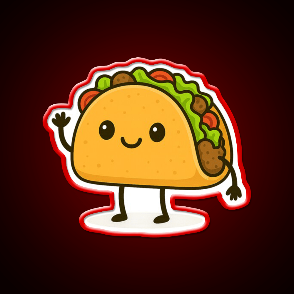 Cute Kawaii Taco Smiling Mexican Art Taco Led Neon Sign Rgb Color - Shineneon