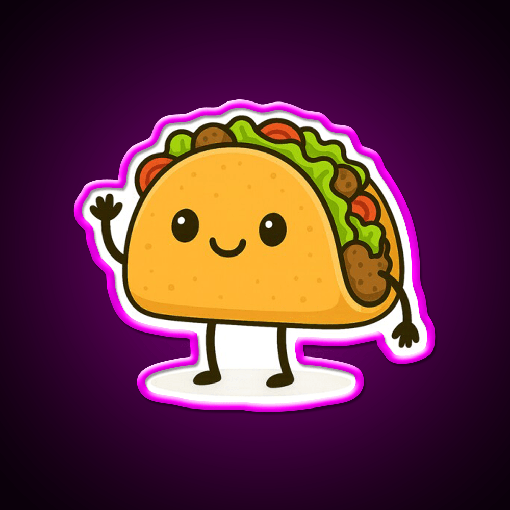 Cute Kawaii Taco Smiling Mexican Art Taco Led Neon Sign Rgb Color - Shineneon