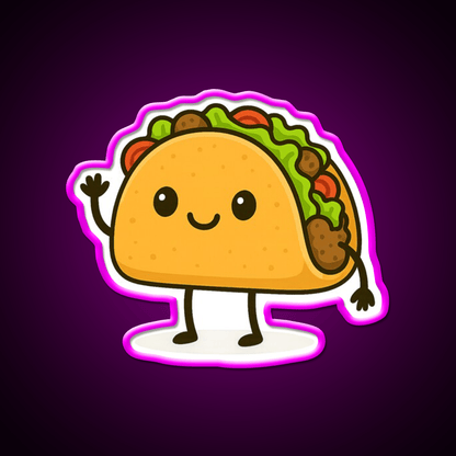Cute Kawaii Taco Smiling Mexican Art Taco Led Neon Sign Rgb Color - Shineneon