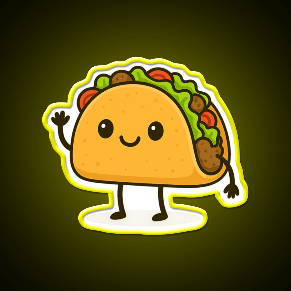 Cute Kawaii Taco Smiling Mexican Art Taco Led Neon Sign Rgb Color - Shineneon