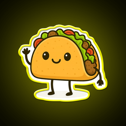 Cute Kawaii Taco Smiling Mexican Art Taco Led Neon Sign Rgb Color - Shineneon