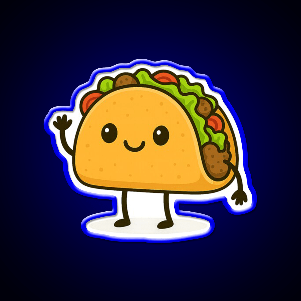 Cute Kawaii Taco Smiling Mexican Art Taco Led Neon Sign Rgb Color - Shineneon