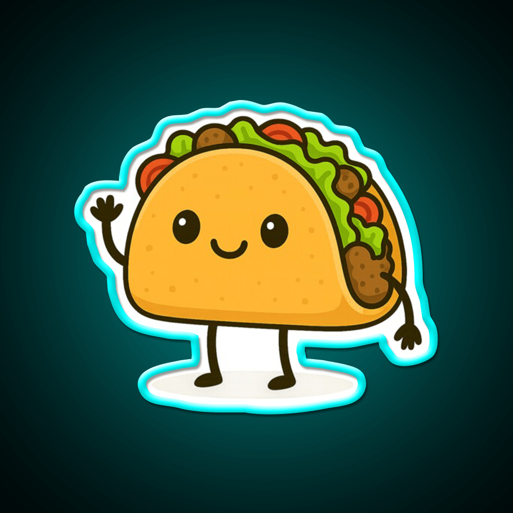 Cute Kawaii Taco Smiling Mexican Art Taco Led Neon Sign Rgb Color - Shineneon