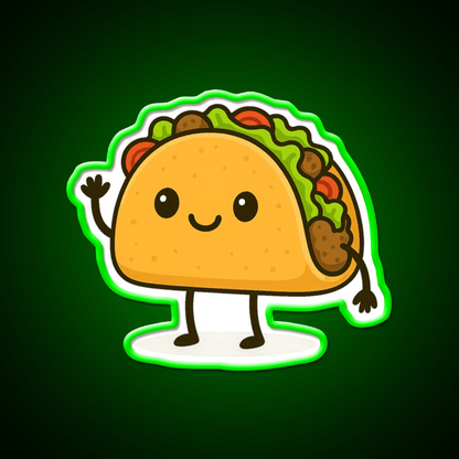 Cute Kawaii Taco Smiling Mexican Art Taco Led Neon Sign Rgb Color - Shineneon