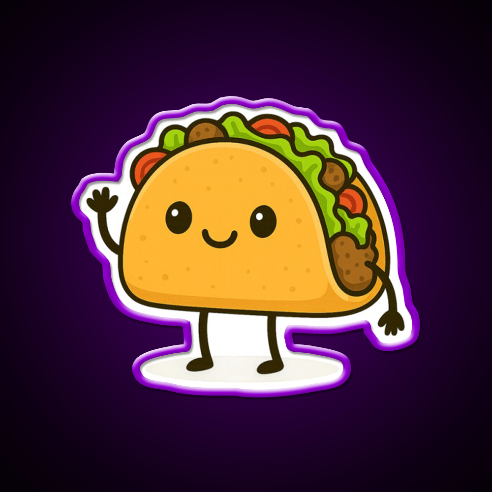 Cute Kawaii Taco Smiling Mexican Art Taco Led Neon Sign Rgb Color - Shineneon