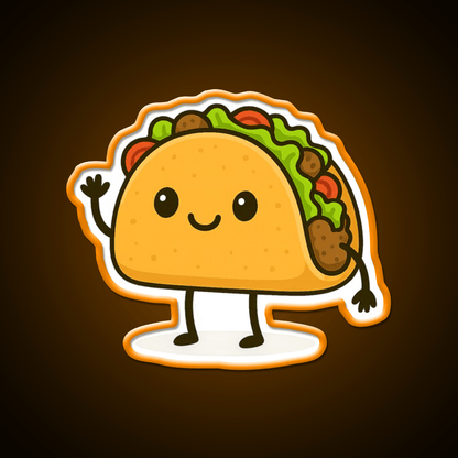 Cute Kawaii Taco Smiling Mexican Art Taco Led Neon Sign Rgb Color - Shineneon