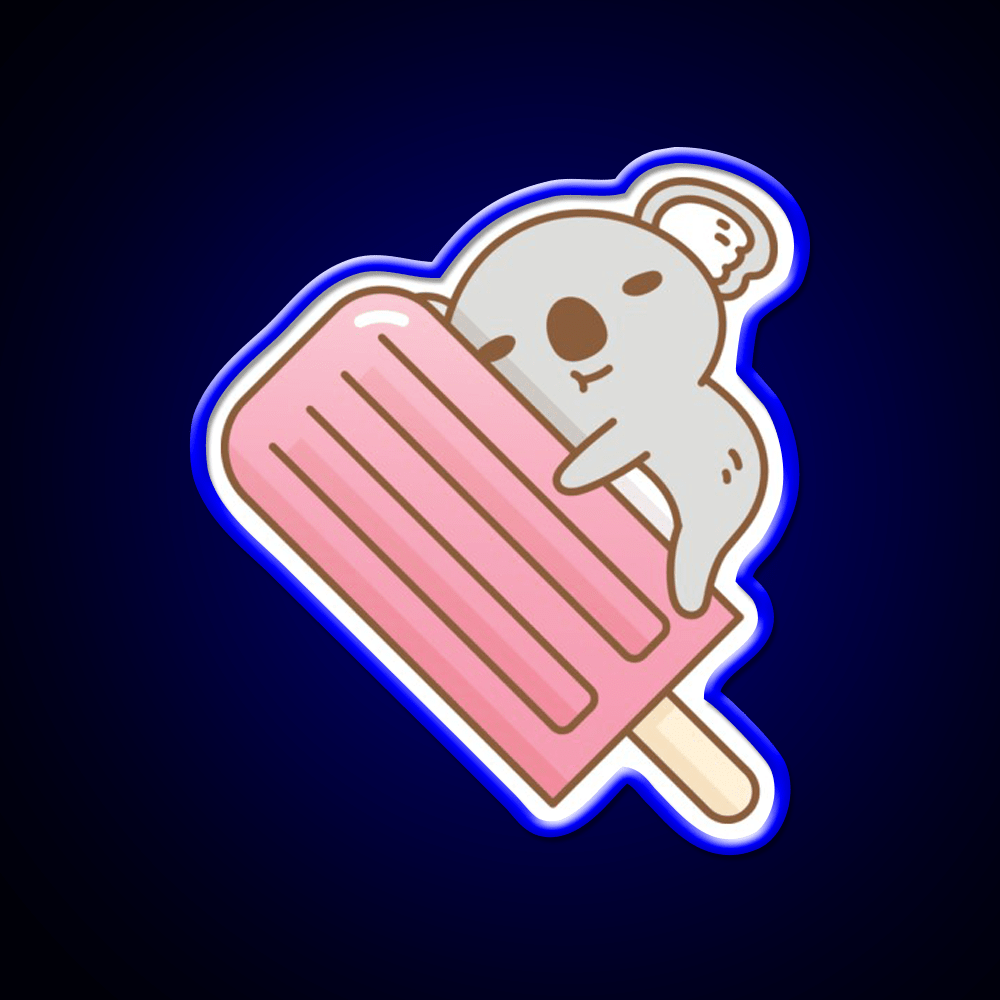 Cute Koala And Pink Ice Pop Snack Food Led Neon Sign Rgb Color - Shineneon