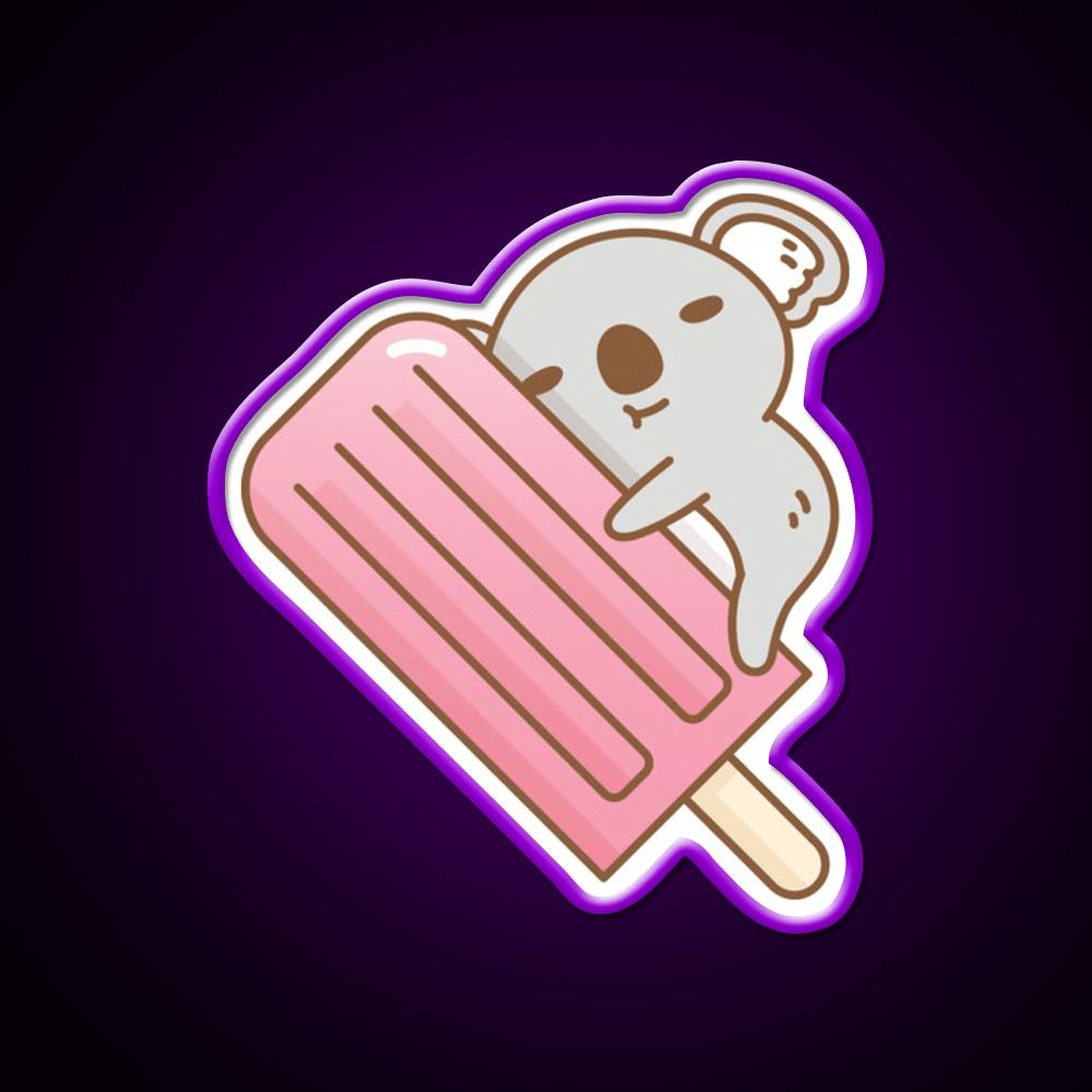 Cute Koala And Pink Ice Pop Snack Food Led Neon Sign Rgb Color - Shineneon