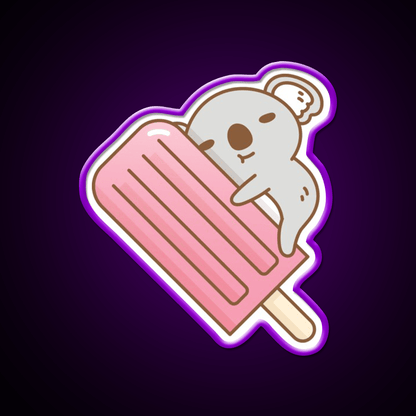 Cute Koala And Pink Ice Pop Snack Food Led Neon Sign Rgb Color - Shineneon