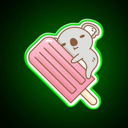 Cute Koala And Pink Ice Pop Snack Food Led Neon Sign Rgb Color - Shineneon