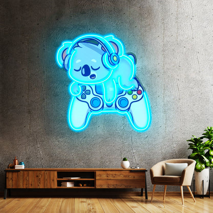 Cute Koala Sleeping Game Led Neon Sign Light Custom Led Signs