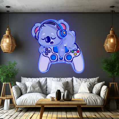 Cute Koala Sleeping Game Led Neon Sign Light Custom Led Signs