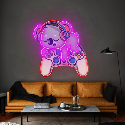 Cute Koala Sleeping Game Led Neon Sign Light Custom Led Signs