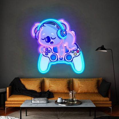 Cute Koala Sleeping Game Led Neon Sign Light Custom Led Signs