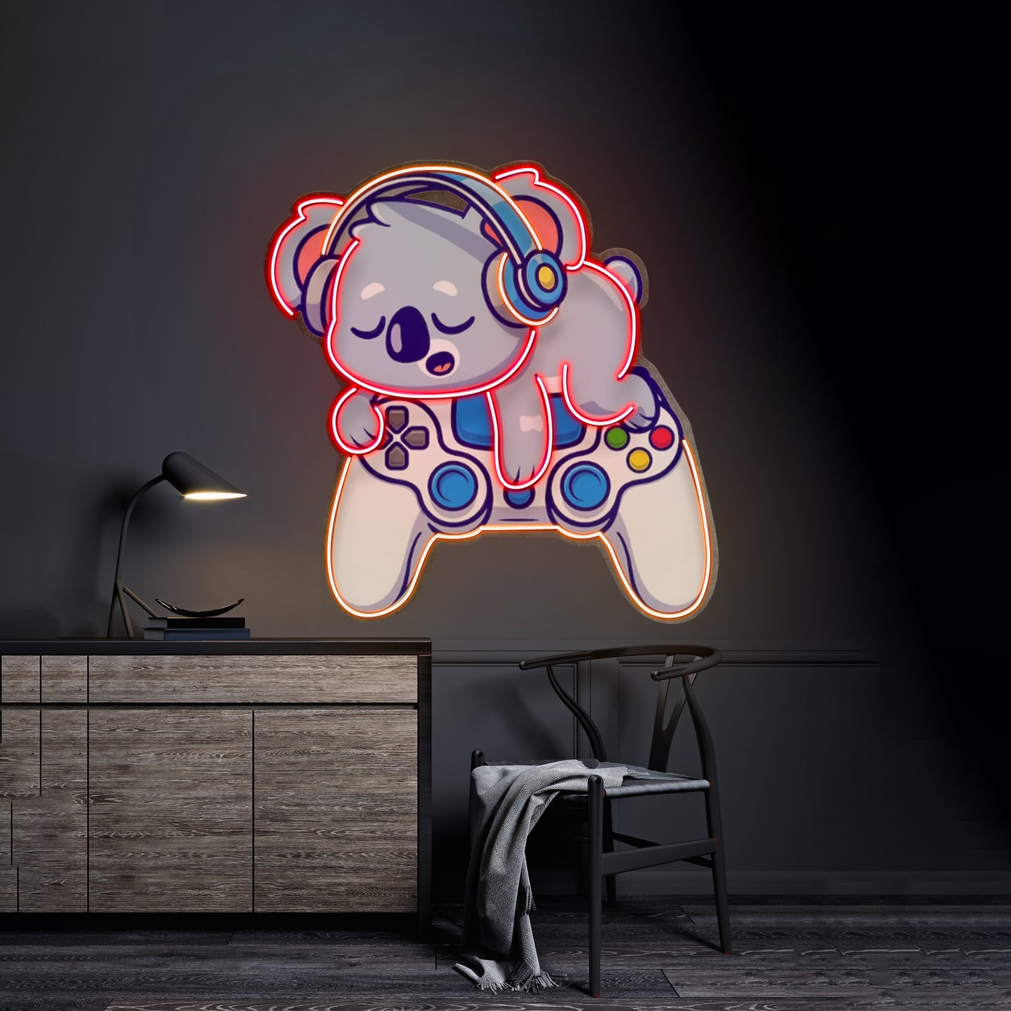 Cute Koala Sleeping Game Led Neon Sign Light Custom Led Signs