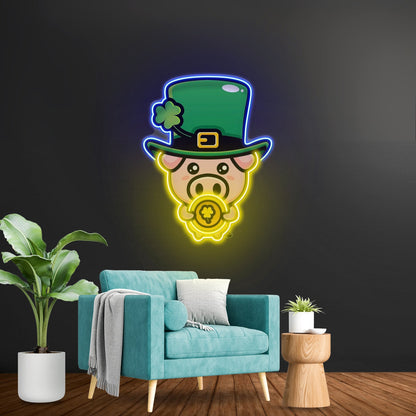 Cute Leprechaun Pig Saint Patrick Day Led Signs - Shineneon