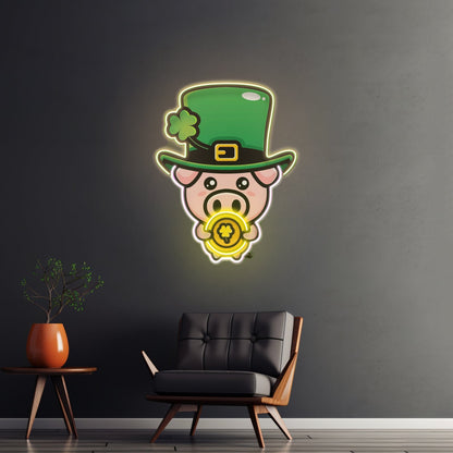 Cute Leprechaun Pig Saint Patrick Day Led Signs - Shineneon