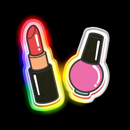 Cute Makeup Illustration Nail Salon Led Neon Sign Rgb Color - LED neon sign close-up detail