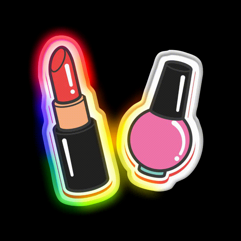 Cute Makeup Illustration Nail Salon Led Neon Sign Rgb Color - LED neon sign close-up detail