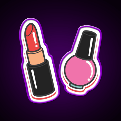 Cute Makeup Illustration Nail Salon Led Neon Sign Rgb Color - Shineneon