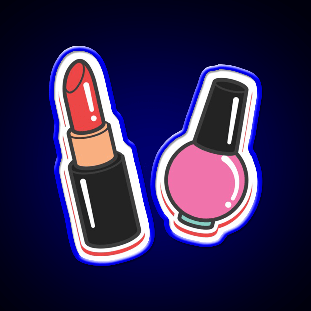 Cute Makeup Illustration Nail Salon Led Neon Sign Rgb Color - Shineneon