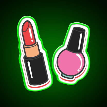 Cute Makeup Illustration Nail Salon Led Neon Sign Rgb Color - Shineneon
