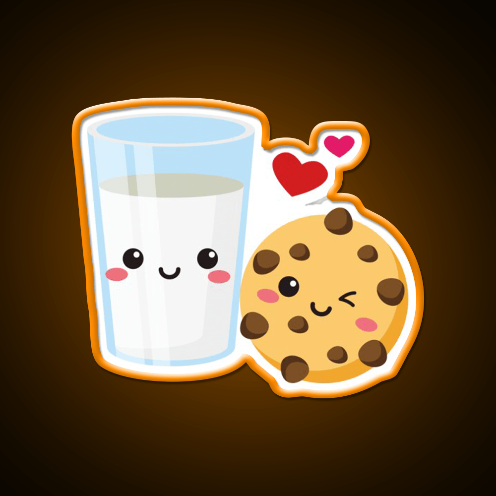 Cute Milk Cookie Chocolate Chip Snack Food Led Neon Sign Rgb Color - Shineneon